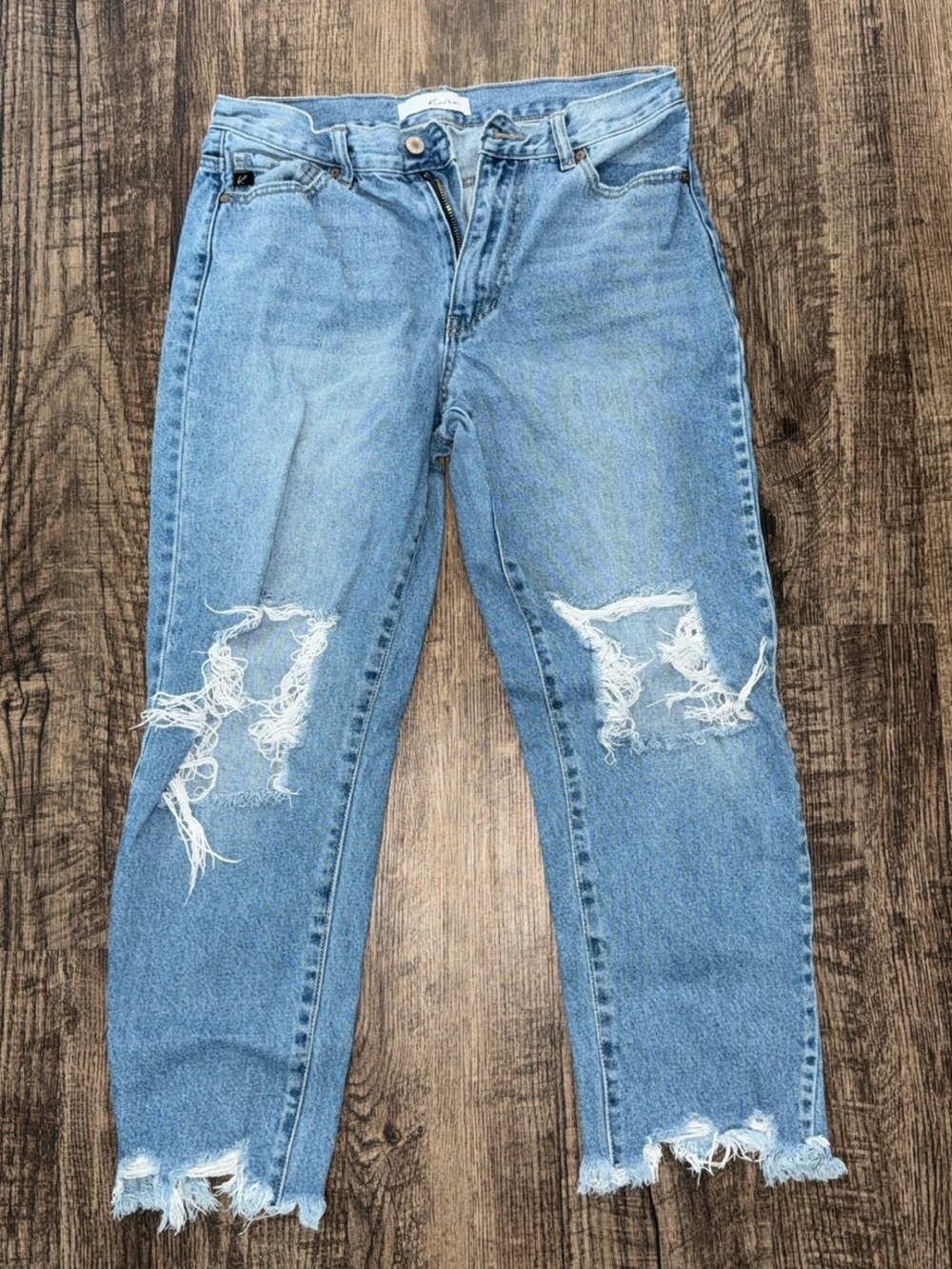 KanCan Light Blue Distressed Straight Leg Jeans